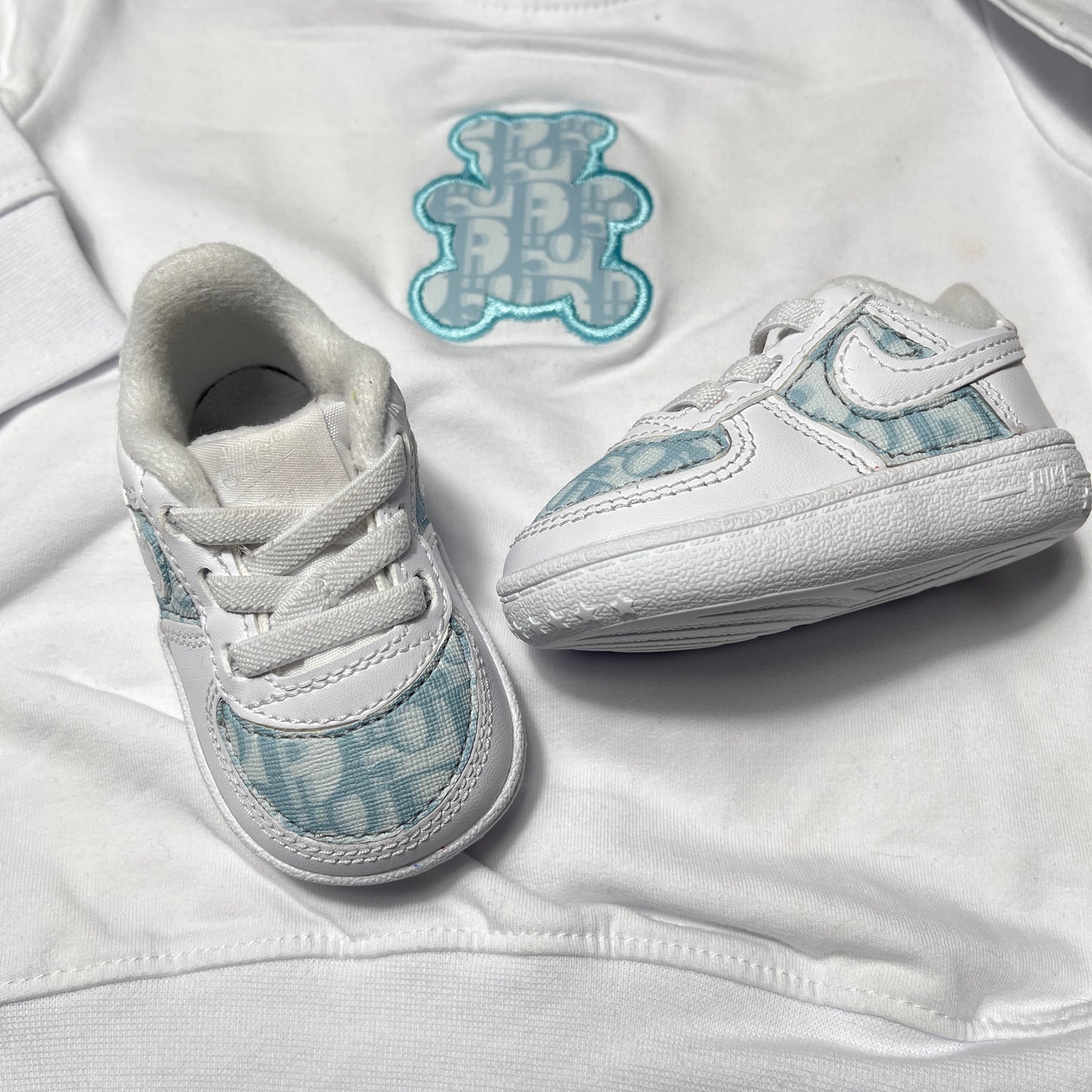 Custom F1 Crib CD baby blue fabric